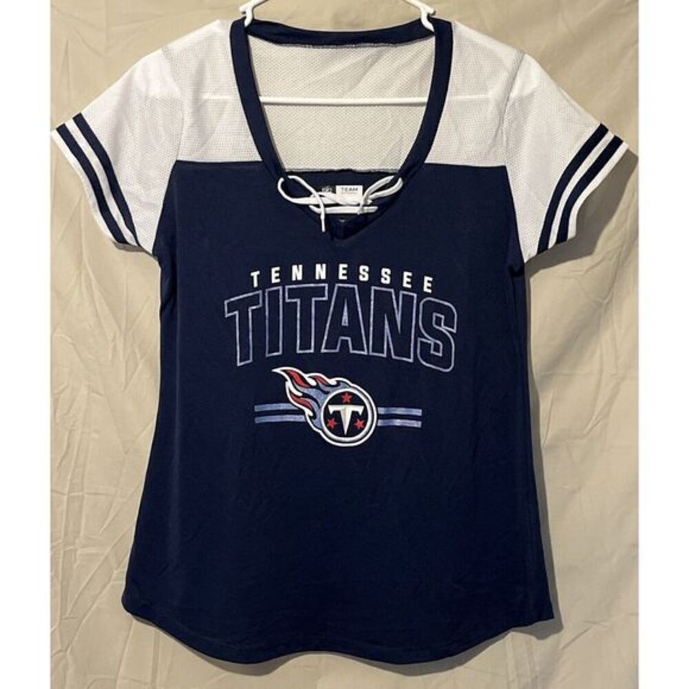 Tennessee Titans Short Sleeve Lace Up Jersey Shirt Woman's‎ Med